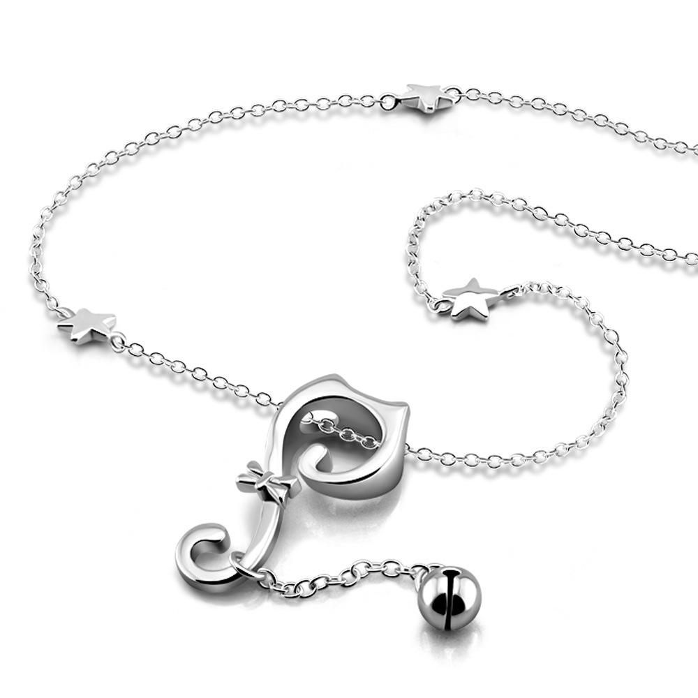 Cute Cute Cat Bell Necklace Women'S Electroplated 925 Silver Simple Coco Cat Collarbone Neck Chain Jewelry