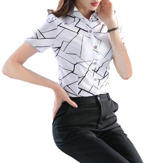 Women Shirt Flower Plaid Pattern Regular Style Shirt Buttons Placket Casual