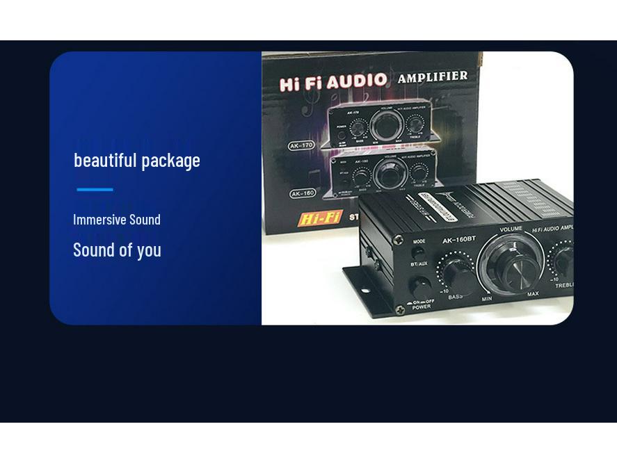 12V Bluetooth 5.0 Stereo Amplifier for Car, Computer, or Desktop: 2-Channel Background Music Power