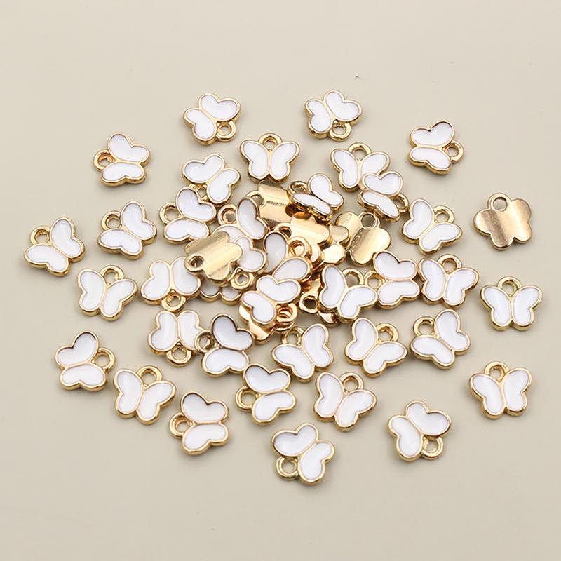 50Pcs 8x8.5mm Small Alloy Butterfly Charms Pendants Multi Colors For DIY Bracelet Necklaces Jewelry Making Accessories