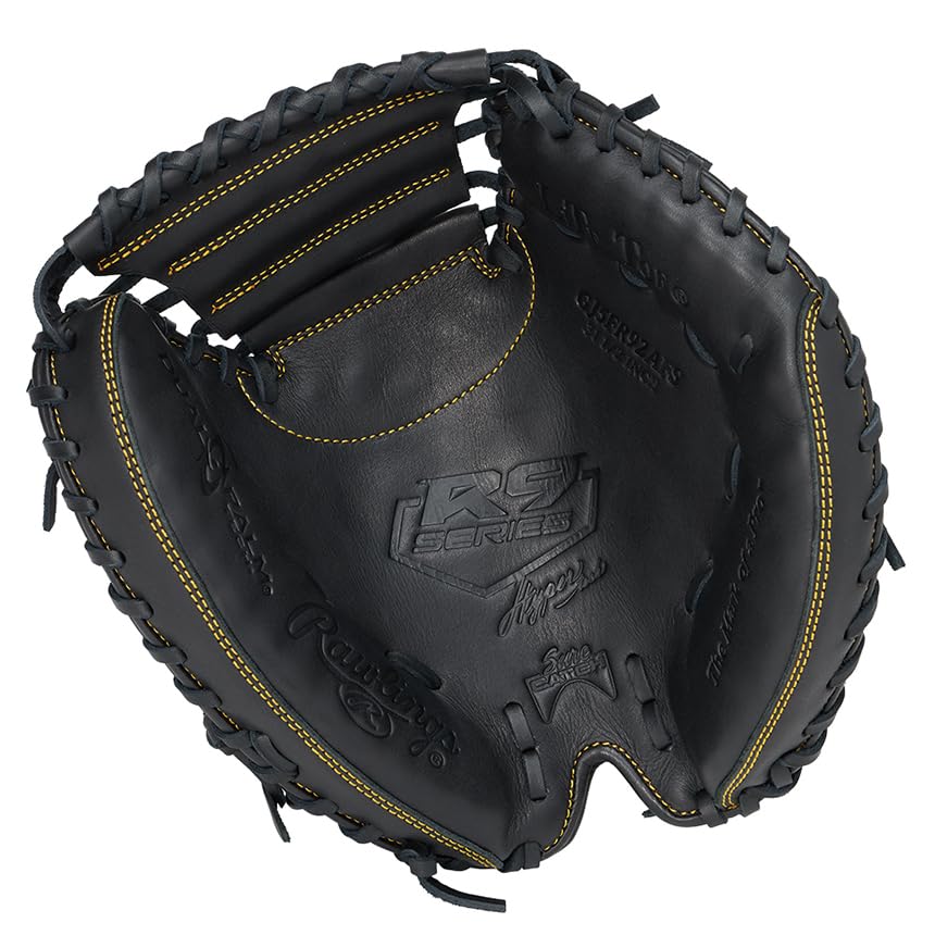 Rawlings Baseball HYPER TECH R9 SERIE Wurfhandschuh, Junior/Jr., Kinder GJ5FR92AFS, Catcher, Schwarz, 31,5 Zoll, Rechtshänder