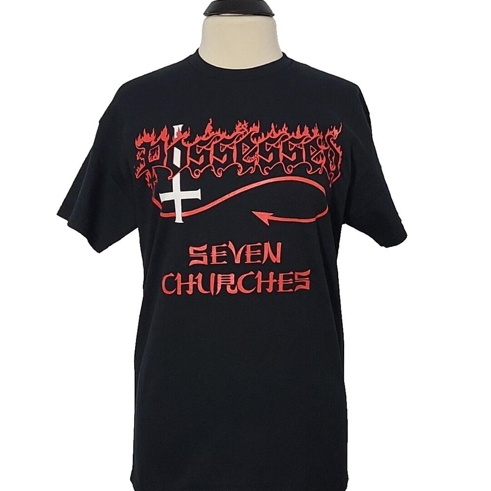 POSSESSED Seven Churches M MEDIUM T-Shirt Black Mens Band Logo Unisex T-Shirt L