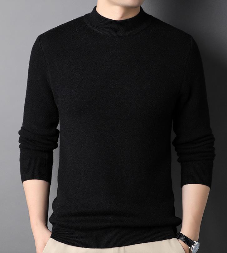 Extra Fleece Extra Thick Half Turtleneck Crewneck Sweater Men's Sweater One Body Fleece