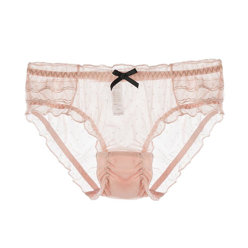 Perspective Sexy Mesh Lace Panties Mid Waist Triangle Women's Panties