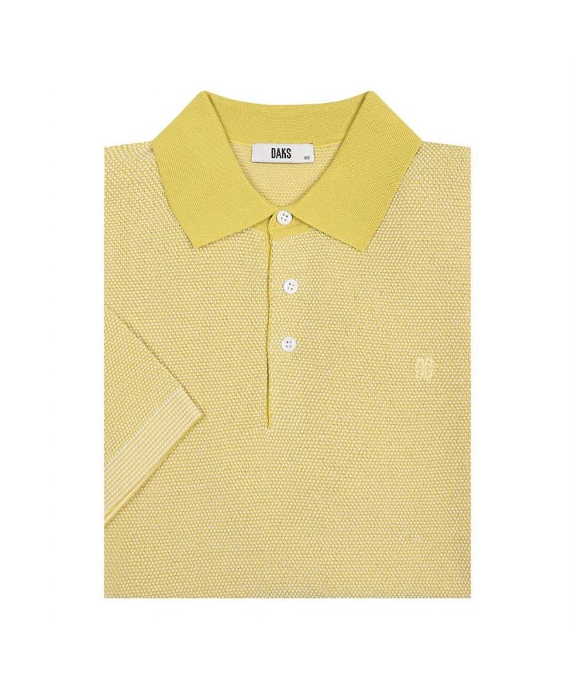 Dagseusyeocheu Two-Tone Jacquard Short Sleeve Collared Knit Yellow_Dls1Swts103Y1