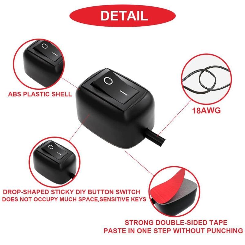 Automotive Toggle Switches Paste Type For Fog Lights Drive Lights With 60/100/200cm Cable 12V Operation