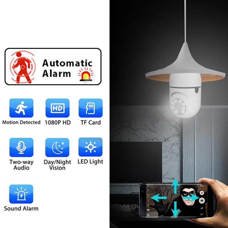 HD 1080P 360 ° Obrót Automatyczne śledzenie Kamera panoramiczna Żarówka Bezprzewodowa 5G Wifi Kamera PTZ IP Zdalne oglądanie Bezpieczeństwo Nadzór Alarm dźwiękowy