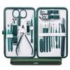 18-Piece Dark Green Slant Mouth Nail Clipper Manicure Set