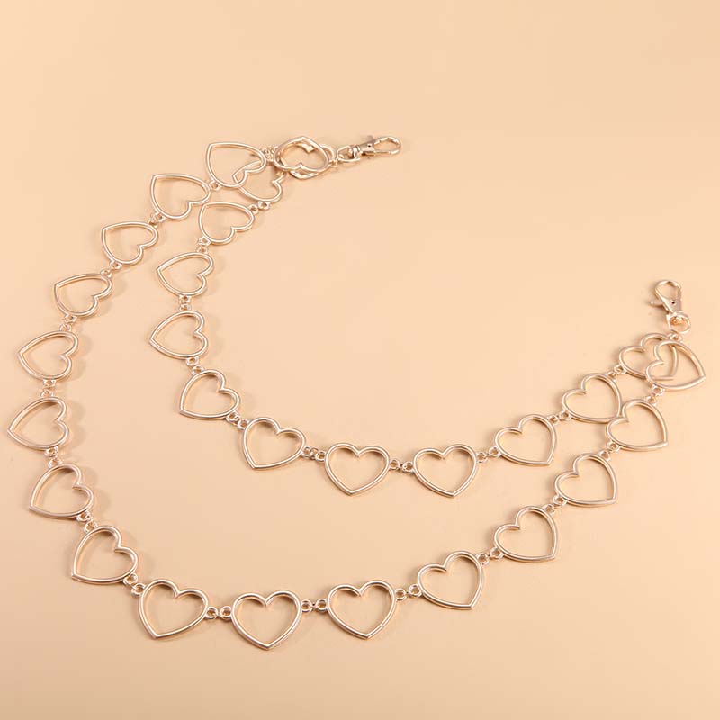 Fashion Hollow Splicing Love Heart Waist Chains for Women Hiphop Cool Waist Belts Double Layer Heart Trouser Chain Jewelry Gifts