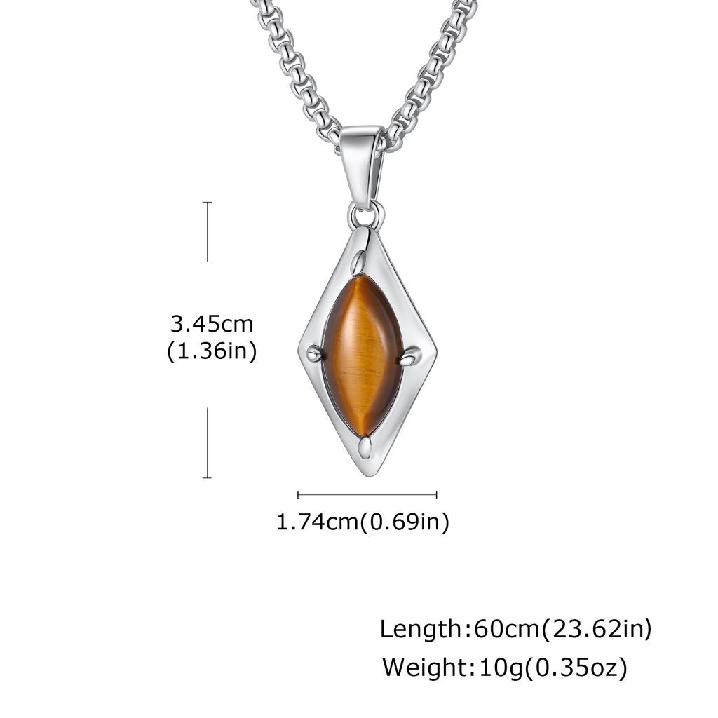 Trendige Geometrie Halskette für Männer,Hochwertige Edelstahl Naturstein Anhänger Halskette,Geburtstagsgeschenk für Ehemann Vater Ihn