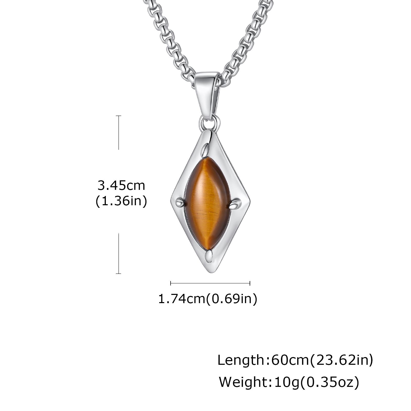 Trendy Geometry Necklace for Men,High Quality Stainless Steel Natural Stone Pendant Necklace,Birthday Gift for Husband Dad Him