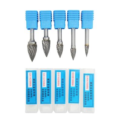5 Pcs Double Cut Carbide Rotary File Set with 6mm0.24in Shank for Aviation Automobile Ship