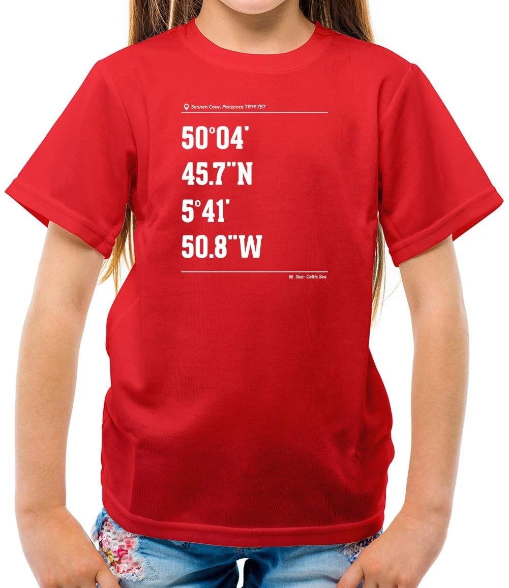 Surfing Coordinates Sennen Cove - Kids T-Shirt - Surf Surfer Beach Cornwall 160