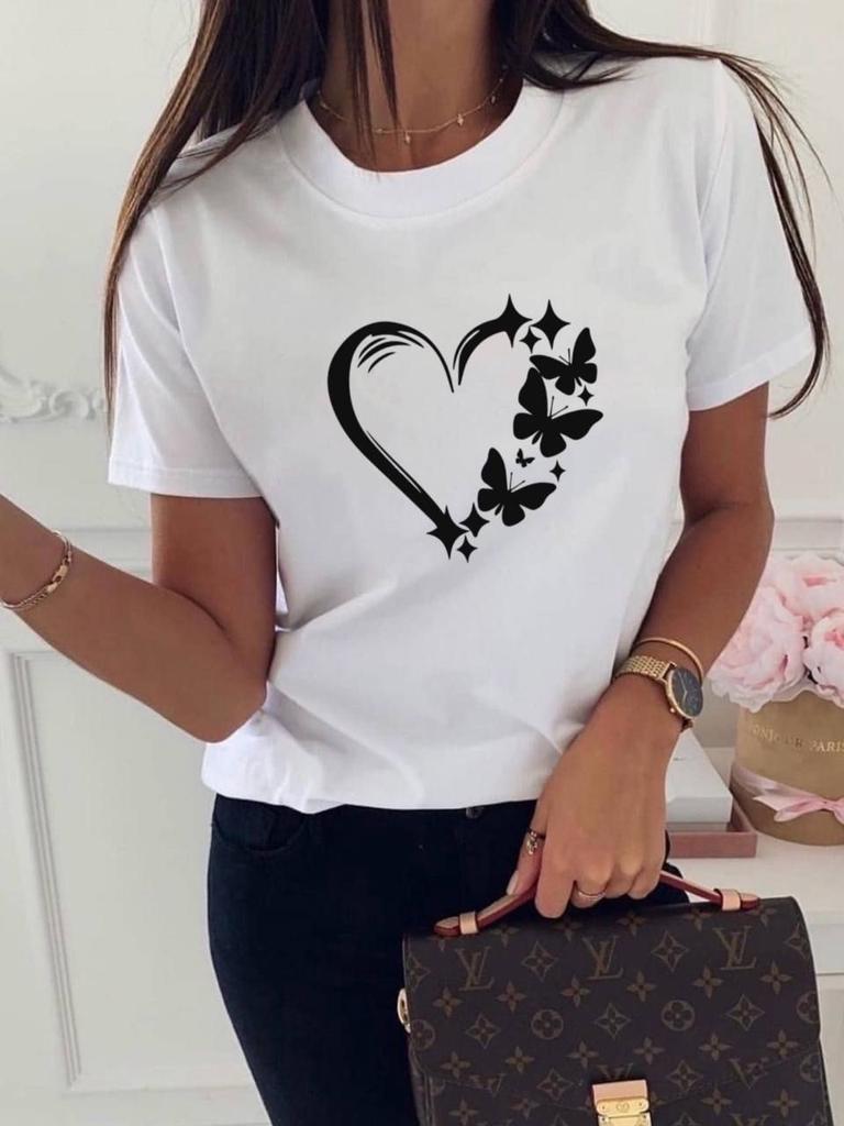 Women's top cat D print short-sleeved shirt apricot comfortable and casual
