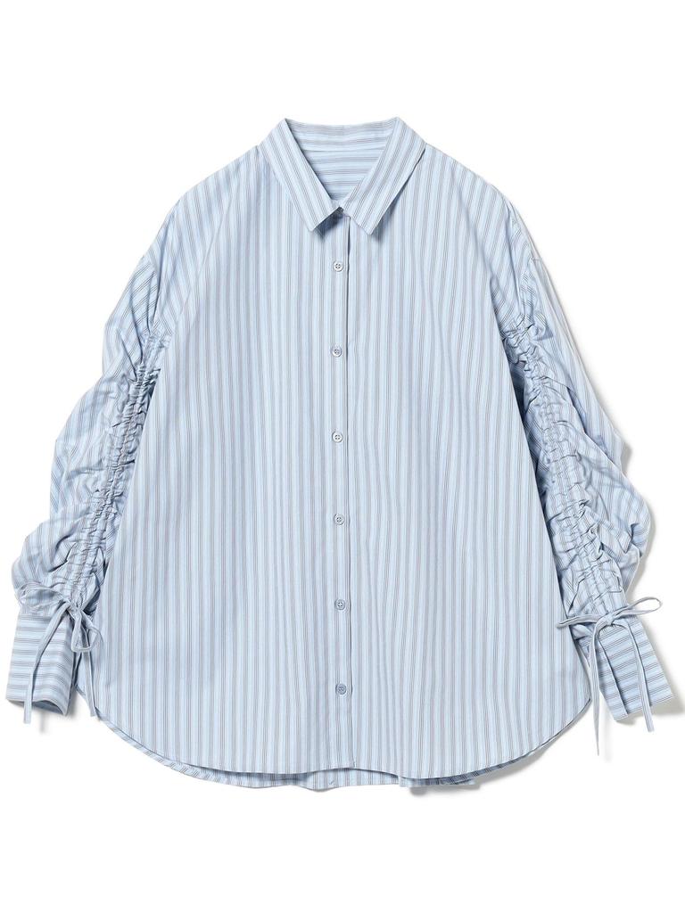 B:MING LIFE STORE by BEAMS Women's 2-Way Shirred Shirt, Blue, One Size, Large/Sized Shirt/Blouse