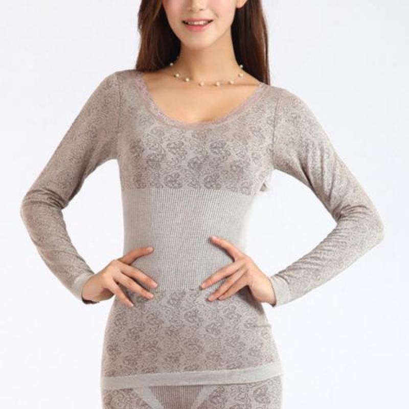 Lace Thermal Underwear Sexy Sleepwear Set Ladies Clothes Warm Winter Print Seamless Antibacterial Intimates Elastic Women Shaped Sets