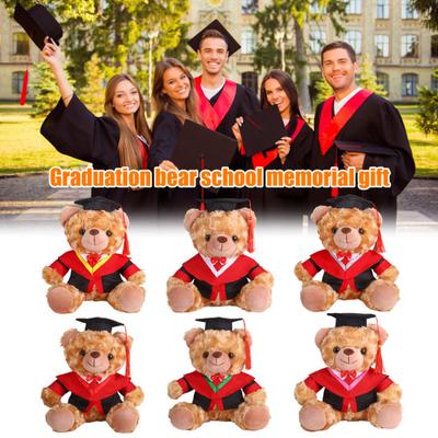 2025 Abschluss Plüschbär mit Robe Mütze Quaste Niedlich Braun Absolvent Geschenke Stofftier Puppe Abschluss Souvenir Geschenke