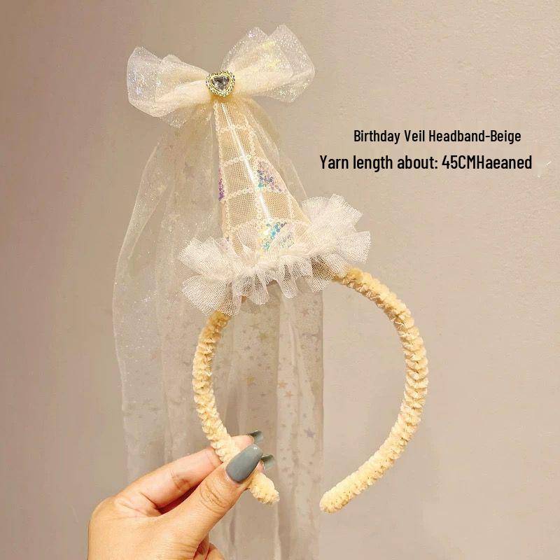 Princess Party Headband Veil for 1st Birthday