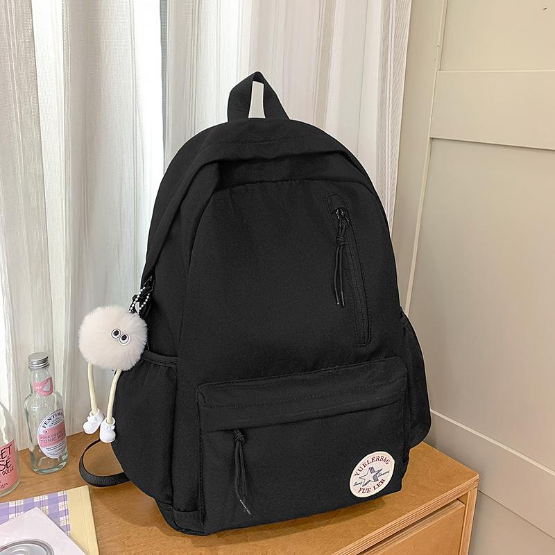 College student schoolbag women's simple solid color large capacity travelhigh school student computer bag Korean version high school student backpack