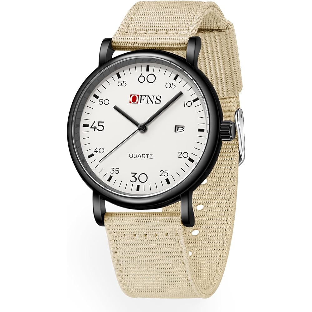 Anacend Simple Quartz Analog Watch with Date 3 ATM Water Resistant Unisex Khaki