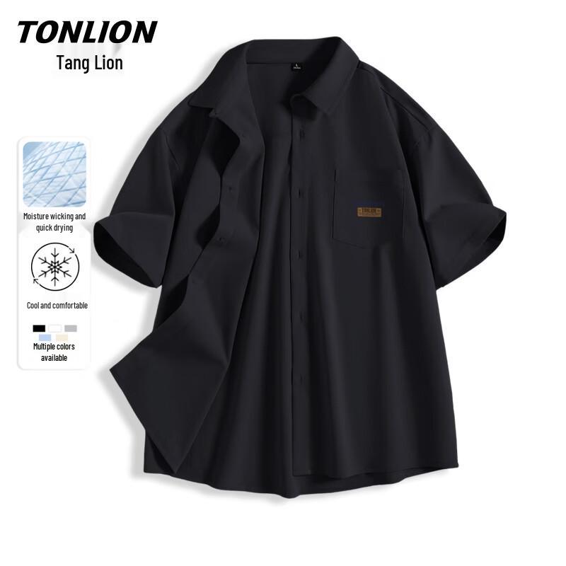 TonLion Men s Relaxed Fit Short Sleeve Polo Shirt L