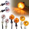 Universal 12V Motorcycle LED Turn Signal Indicator Lights, Retro Round Blinker Amber Flashers for Cruiser Bobber Chopper Cafe Racer