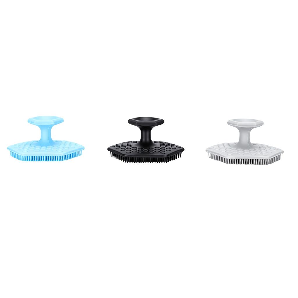 Men Silicone Face Scrubber Ergonomic Grip Portable Deep Facial Cleansing Scrubber for All Skin Types Black Blue Gray
