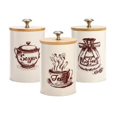 Teas Coffee Candy Container With Bamboos Lid for Kitchen Counter Multifunctional Sealed Storage Jar for Dry Food
