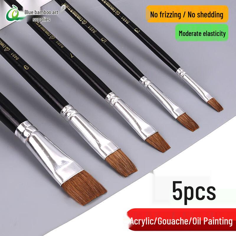CHINJOO Flat Paint Brush Set for Gouache (5-Pack)