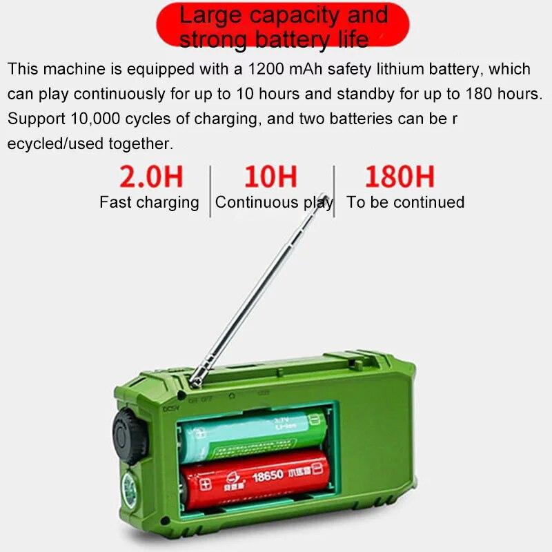 Multi-functional FM Radio Portable Bluetooth Speaker with LED Display Flashlight Support U Disk TF Card AUX Time Lyrics Display