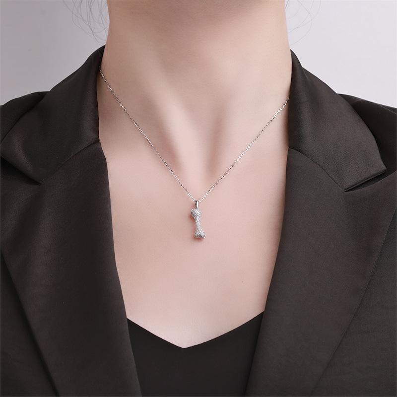 Wang Yibo Inspired S925 Silver Diamond Bone Necklace - Luxurious Unisex Pendant