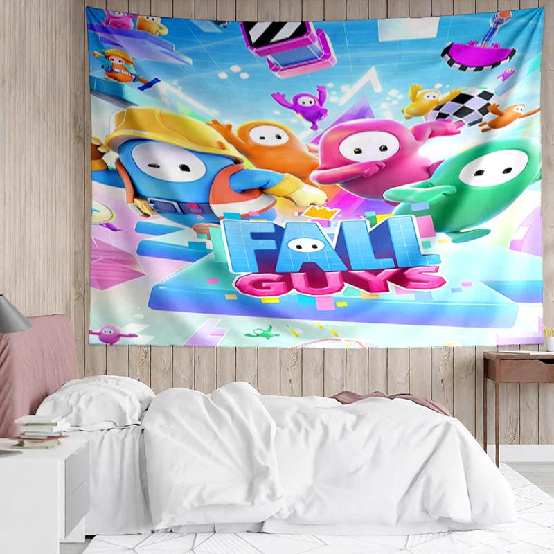 Fall Guys game Tapestry for Bedroom Aesthetic Classroom Tapestries Wall Hanging for Living Room Dorm Office,Ideal Creative Gift