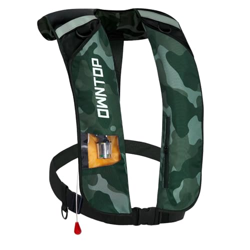 Owntop Automatic Inflatable Life Jacket with Pocket and Transparent Visibility Window, Shoulder Vest Style, Lightweight, for Adults, Fishing and Marin