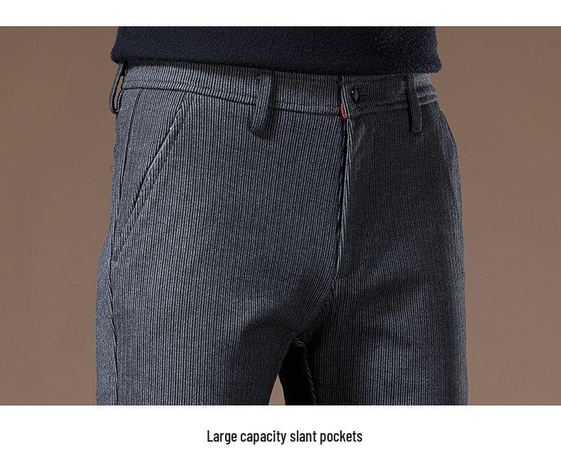 Men's High-End Slim Fit Woolen Trousers - Autumn/Winter Collection, Elastic Straight Leg, Light Luxury Casual Style.