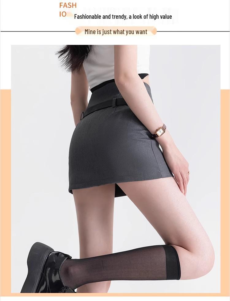 American Spicy Black Sexy High-Waist A-Line Midi Skirt for Plus Size Women