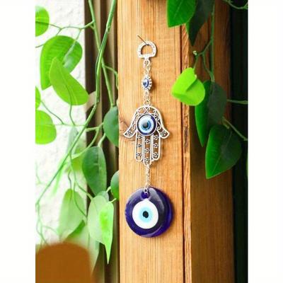 1 Stück Blaues Auge Legierung Hamsa Hand Anhänger Böses Auge Amulett, Heimdeko, Raumdeko, Wanddeko Geschenke Geburtstag Abschluss