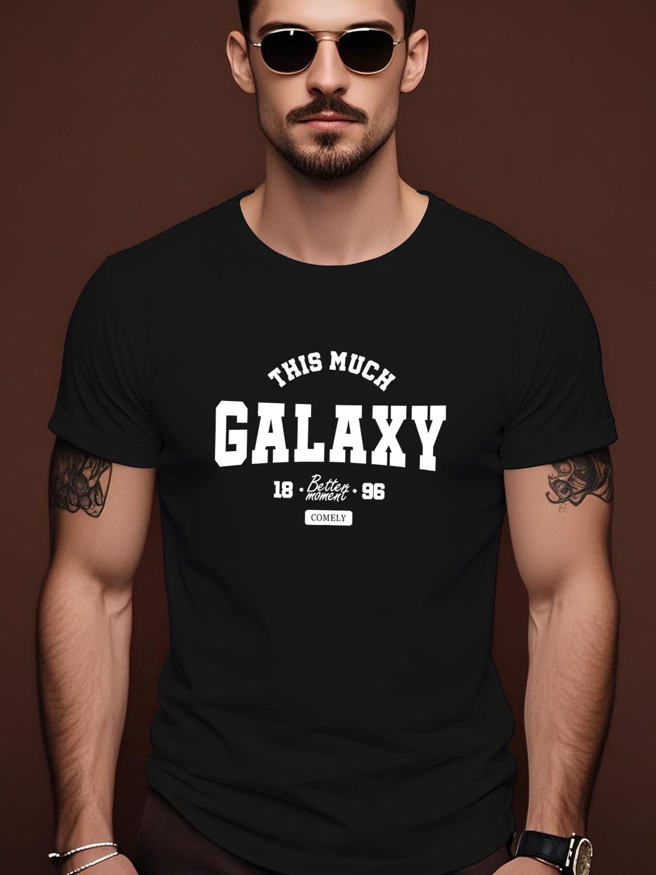GALAXY Graphic Print Casual Streetwear Tshirt - Black wit... S