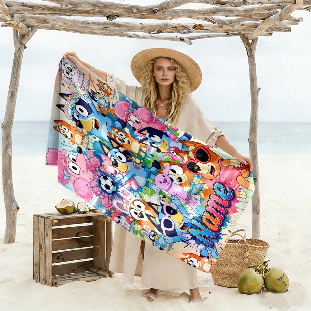 Colorful Animal Friends Customize Text Beach Towel Soft Durable Quick-Dry Portable for SwimmingBeachCamping Travel Beach AccessoriesGym