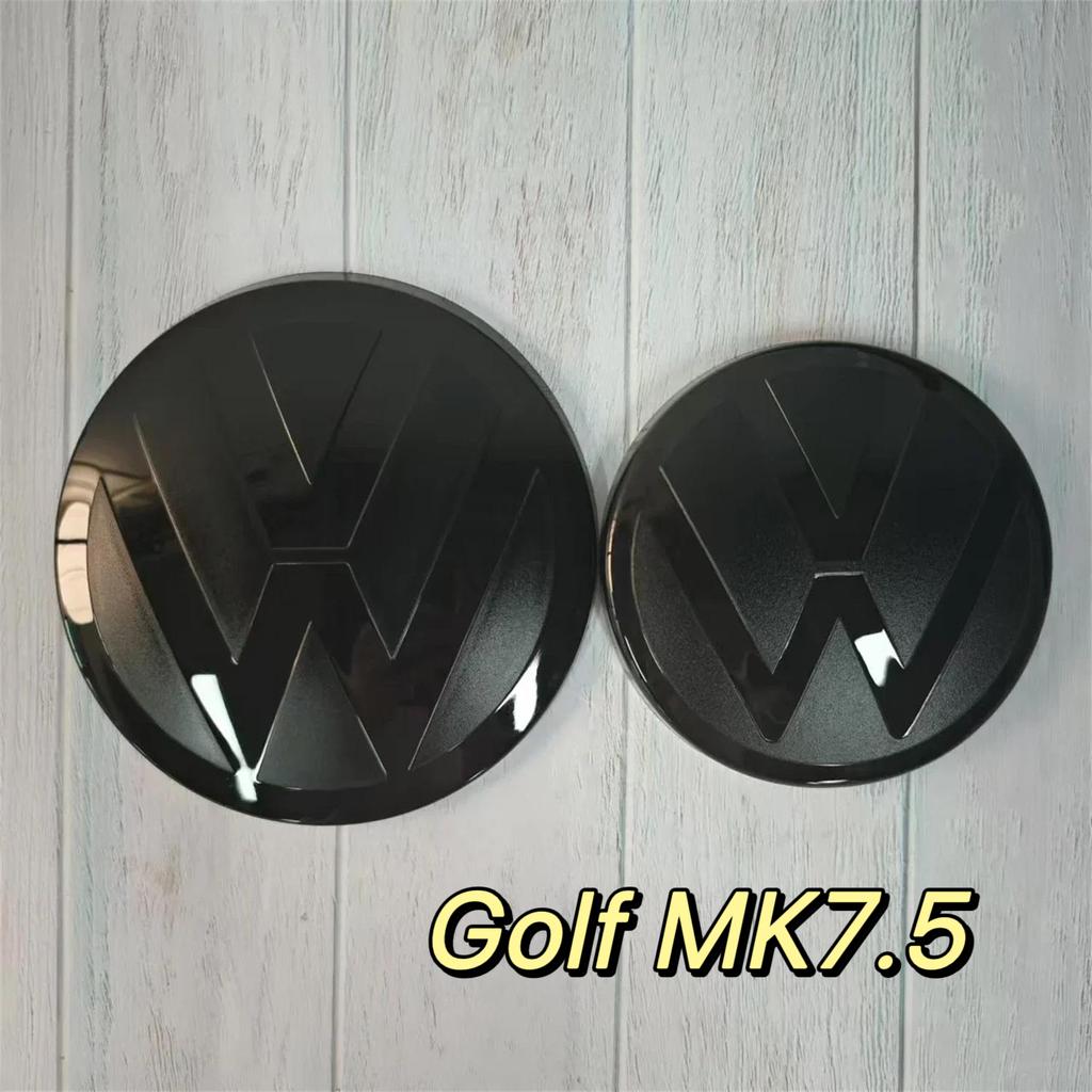 For VOLKSWAGEN VW ACC Compatible Gloss Black Front&Rear Logo Covers for VW Golf MK6 / 7 / 7.5 / 8 | Flat Emblem Overlay Easy Sna
