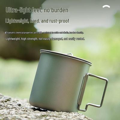 Faltbare tragbare Tasse aus reinem Titan - Outdoor-Becher für Wasser, Tee, Kaffee für Camping & Reisen.