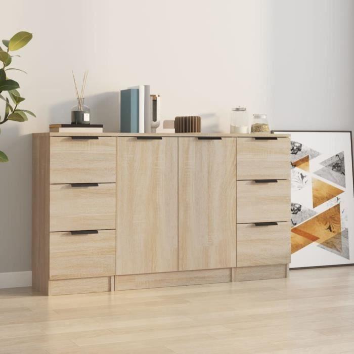 VidaXL Buffets 3 pcs Chêne sonoma Bois d'ingénierie 3115838
