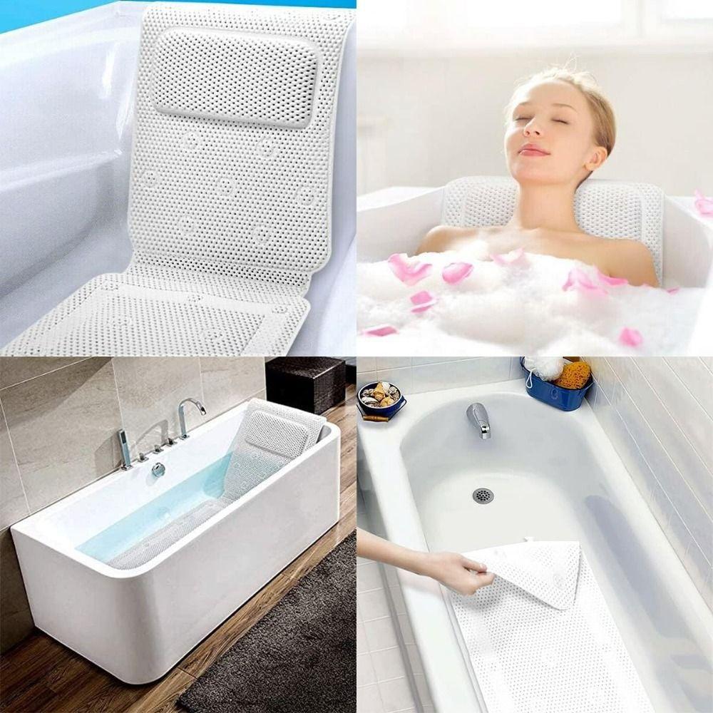 Quick Drying PVC Foam Bath Mat Suction Cups Bath Pillow Relaxing Non-Slip Bathtub Mat  Women