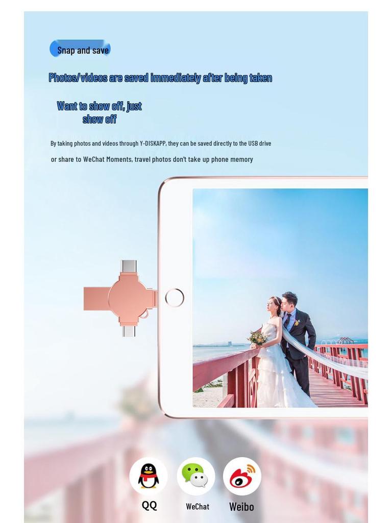 High-Speed 4-in-1 USB Flash Drive for Android & Type-C Phones: 32G/64G