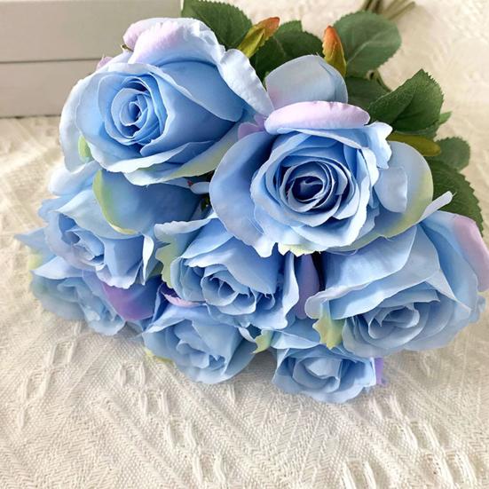 Artificial Flower Faux Silk Flower Fabric Soft Pliable Petals Flexible Stems Realistic Look Fake Roses Wedding Bouquets Photo Props