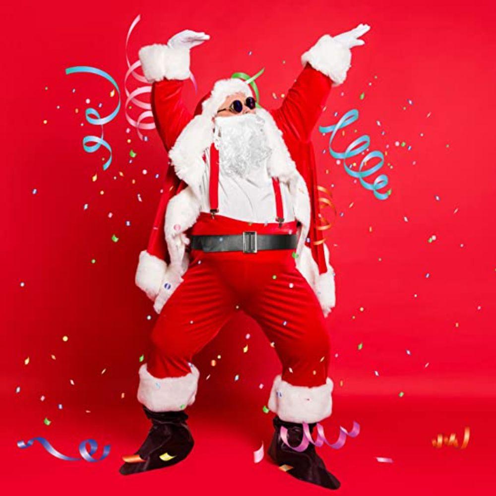 Funny Christmas Cosplay Props Festival Party False Beard Santa Mustaches Curly Wigs Santa Wig