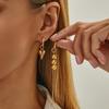 Punk Personality Gold Color CCB Beaded Heart-shaped Metal Chain Tassel Pendant Asymmetric Hoop Earrings for Women Trendy Jewelry