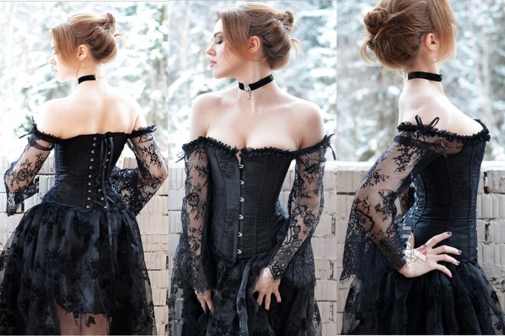 Corset Gothic Noir Dentelle Contrôle du Ventre