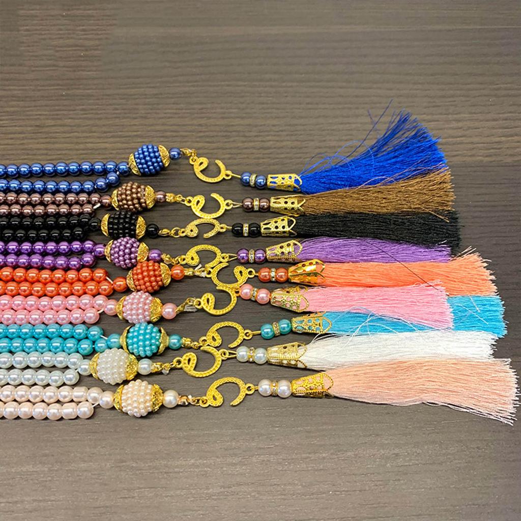 Imitation Pearls 99-Beads Prayer Beads Bracelet Tassels Meditation Bracelet Jewelry Hand Bracelets Religious Accessories