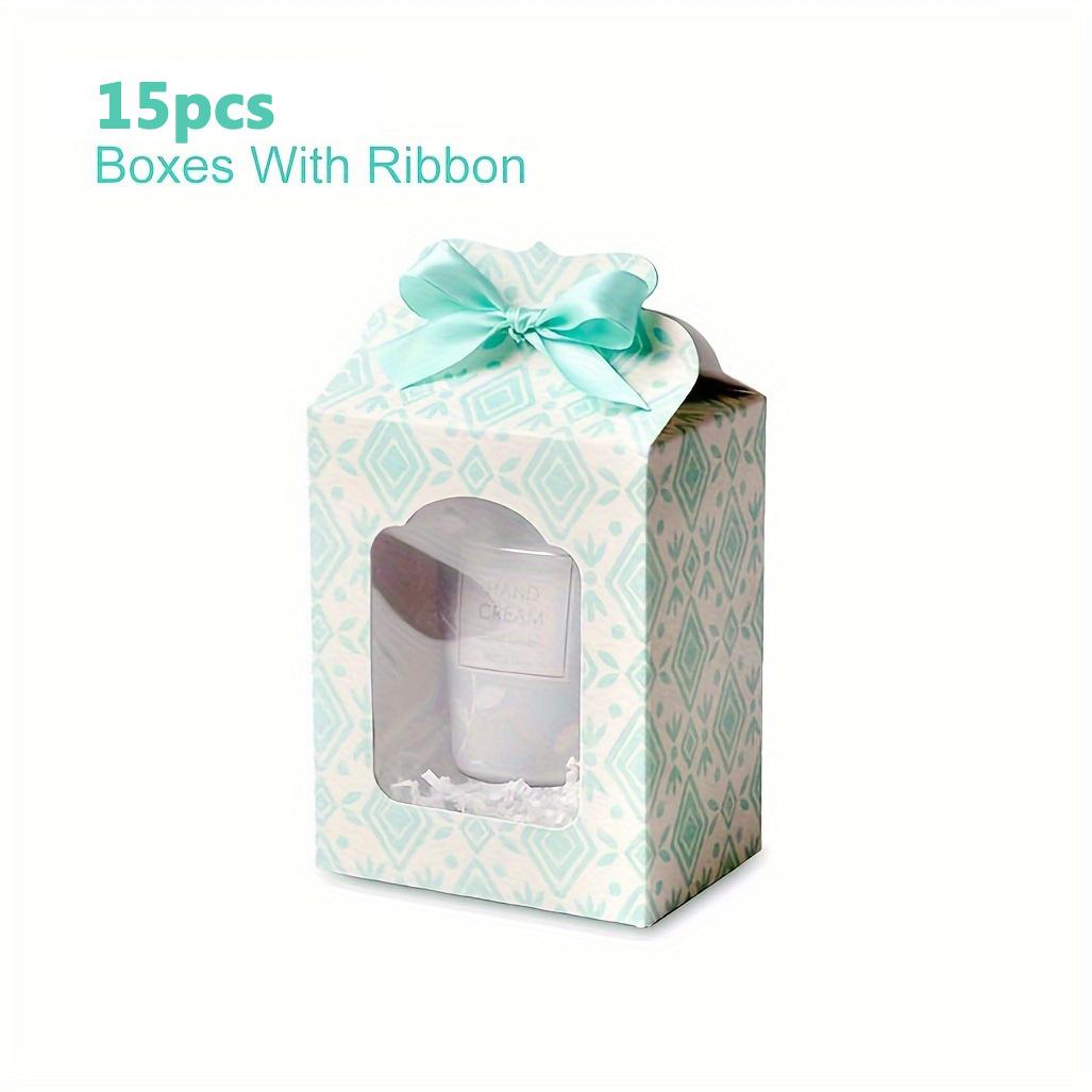 

15 шт. Зеленая подарочная упаковочная коробка с прозрачным окном, коробки для подарков на вечеринку, винтажные держатели для угощений из крафт-бумаги для свадеб, торжеств и дней рождения 15pcs green