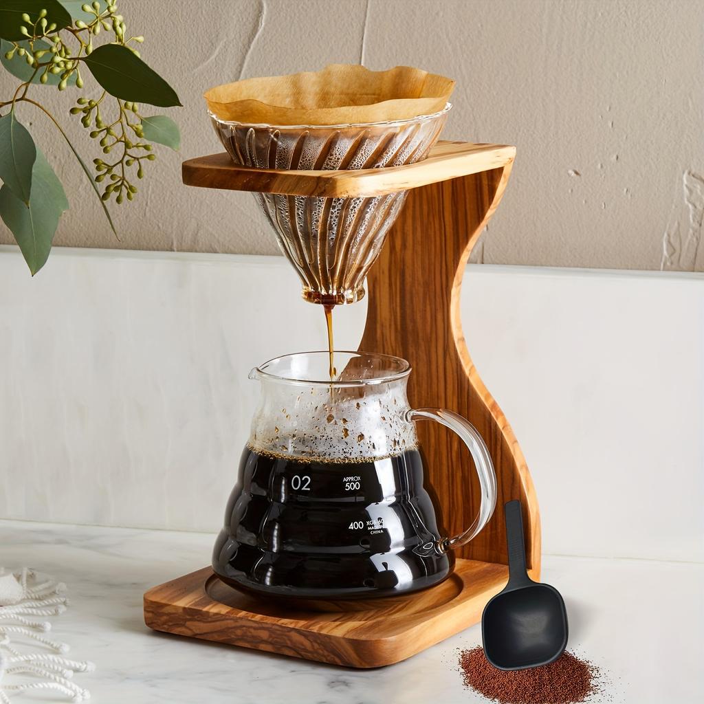 Heat-resistant High Borosilicate Glass Coffee Pot, with Detachable Handle Filter Cup, Transparent Drip Coffee Pot, Suitable for Hand-brewed Coffee